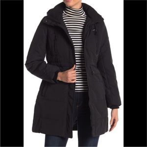 Lucky Brand Womens Size M Black Missy Faux Shearling Lined Hooded Parka